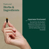 Hand holding a capsule, featured herb Japanese knotweed graphic