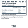Citicoline supplement facts, 500 mg citicoline and vitamin C per 2 capsules