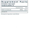 Vitamin C supplement facts panel, 2 vegan capsule serving, 110 servings