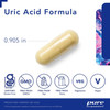 Uric Acid Formula capsule measuring 0.905 inches with vegan and non-GMO icons