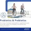 Couple riding bikes, Pure Encapsulations probiotics and prebiotics graphic