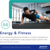 Man doing push-ups with energy and fitness text