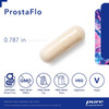 ProstaFlo capsule measuring 0.787 inches with non-GMO icons