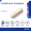 CarbCrave Complex 0.787 in capsule with gluten-free, non-GMO, soy-free, dairy-free, vegetarian and vegan icons