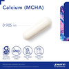 Calcium (MCHA) capsule beside 0.905 in size marker with free-from icons