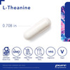 Single L-Theanine capsule with size and dietary icons