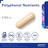Polyphenol Nutrients capsule with size and certified gluten-free, non-GMO, vegetarian icons