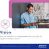Man looking at a tablet, Pure Encapsulations vision supplements graphic