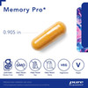 Memory Pro capsule with size and certified gluten-free, non-GMO, vegan icons
