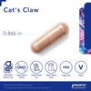 Cat's Claw capsule measuring 0.866 inches with non-GMO icons