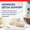 SulforaClear capsules beside the bottle with Brassinase detox support text