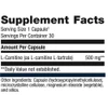 L-Carnitine supplement facts, 500 mg L-carnitine as L-carnitine L-tartrate per capsule