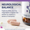 Trancor capsules beside the bottle, NAC, taurine, magnesium and green tea graphic