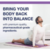 Man doing a yoga stretch, Metagenics bring your body back into balance graphic