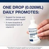 Hand holding the Vitamin D3 Liquid bottle, one drop daily graphic