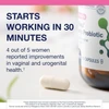 Capsule beside the bottle with a women's survey statistic