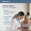 Scientist with older woman and over 40 years of innovation text