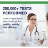 Scientist in a lab coat with Metagenics product testing message