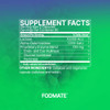 Supplement facts for FODMATE on green background