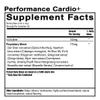 Performance Cardio+ supplement facts, 100 mg L-citrulline and 775 mg proprietary herbal blend per teaspoon