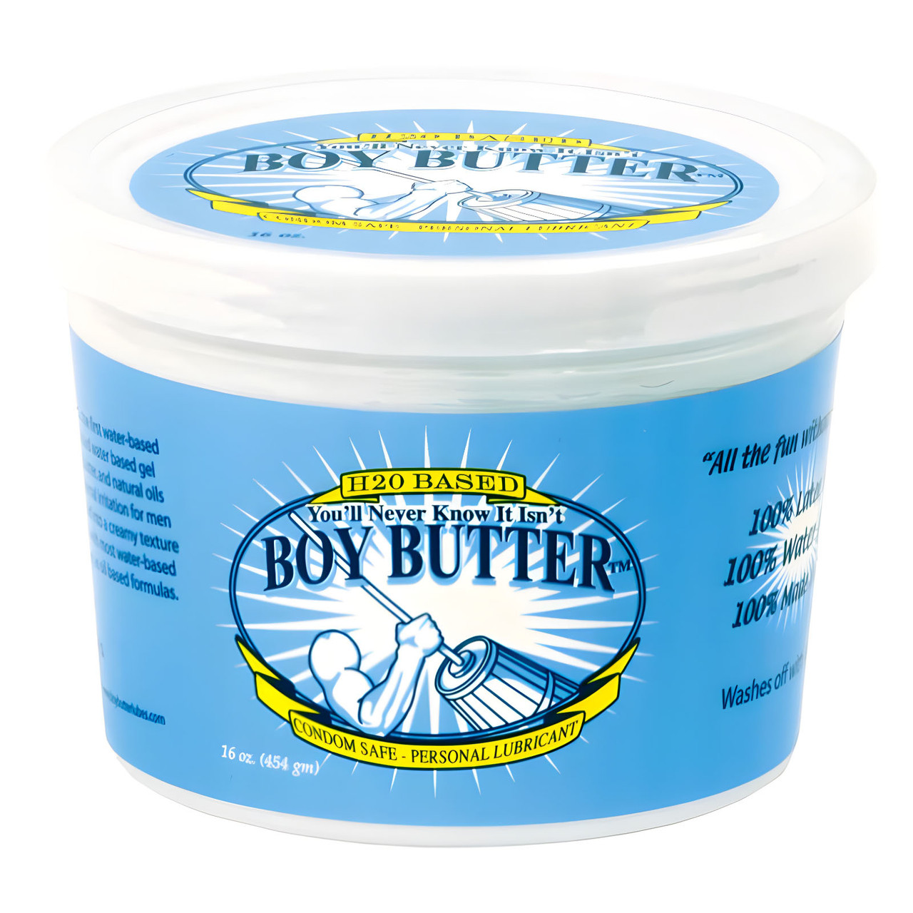 Boy Butter H2O Formula 4oz Tub Personal Lubricant, Vitamin E & Shea Butter, Organic Water-Based
