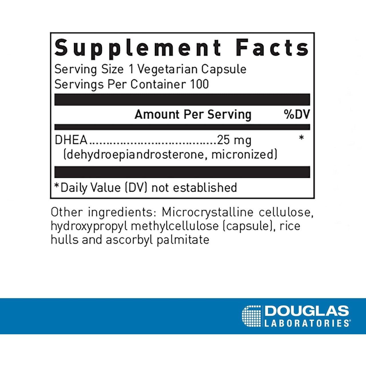 Douglas Labs DHEA 25mg (Micronized) - 100 Capsules
