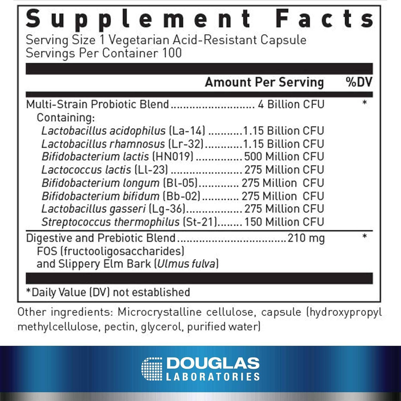 Multi-Probiotic 4 Billion supplement facts panel