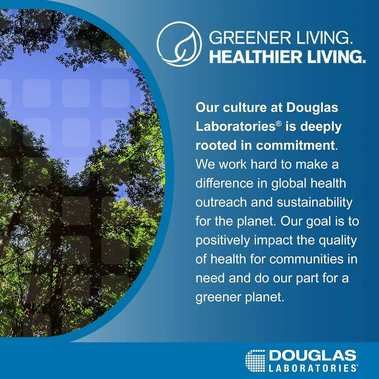 Trees with greener living, healthier living text