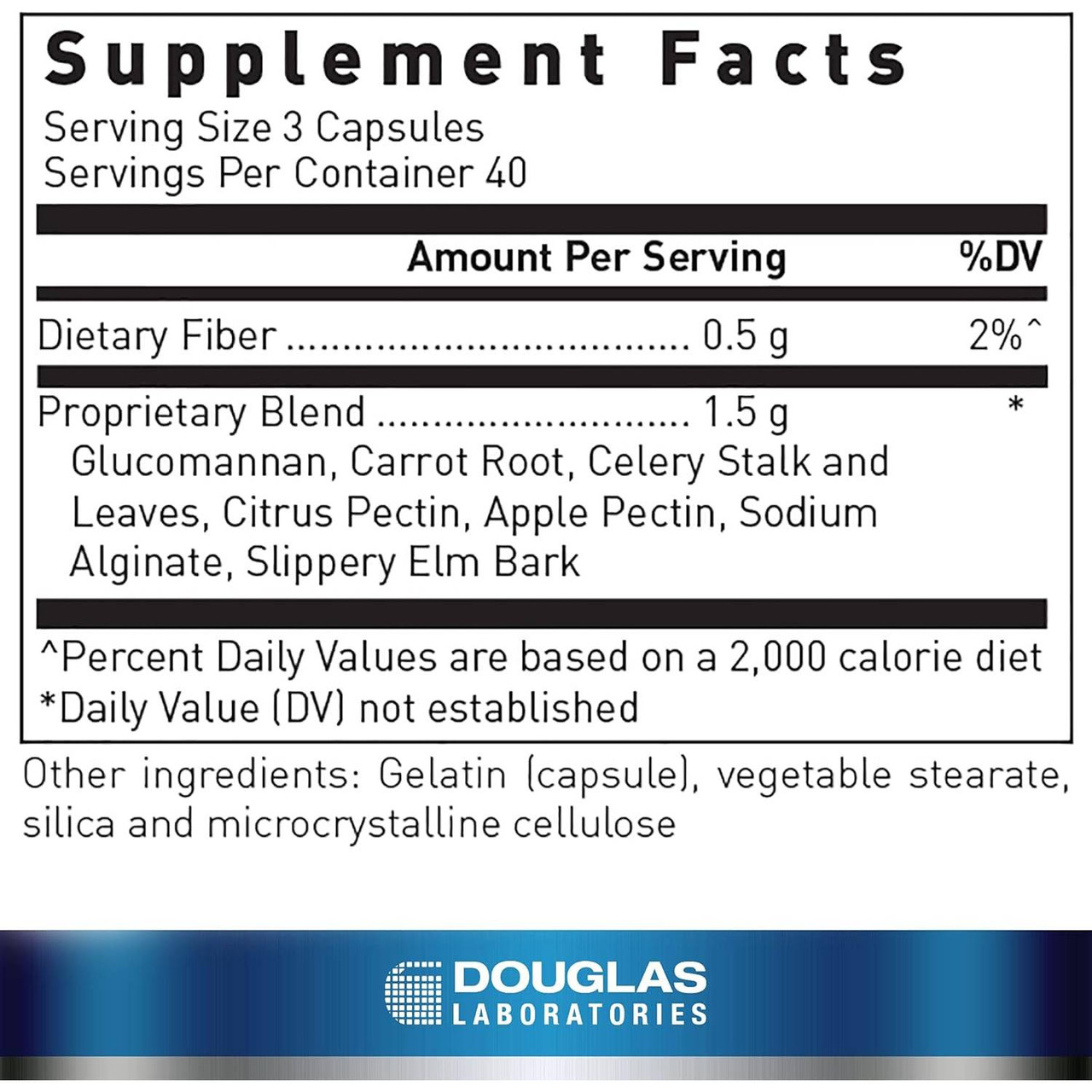 Fiber-Plex supplement facts with glucomannan, carrot root and citrus pectin blend