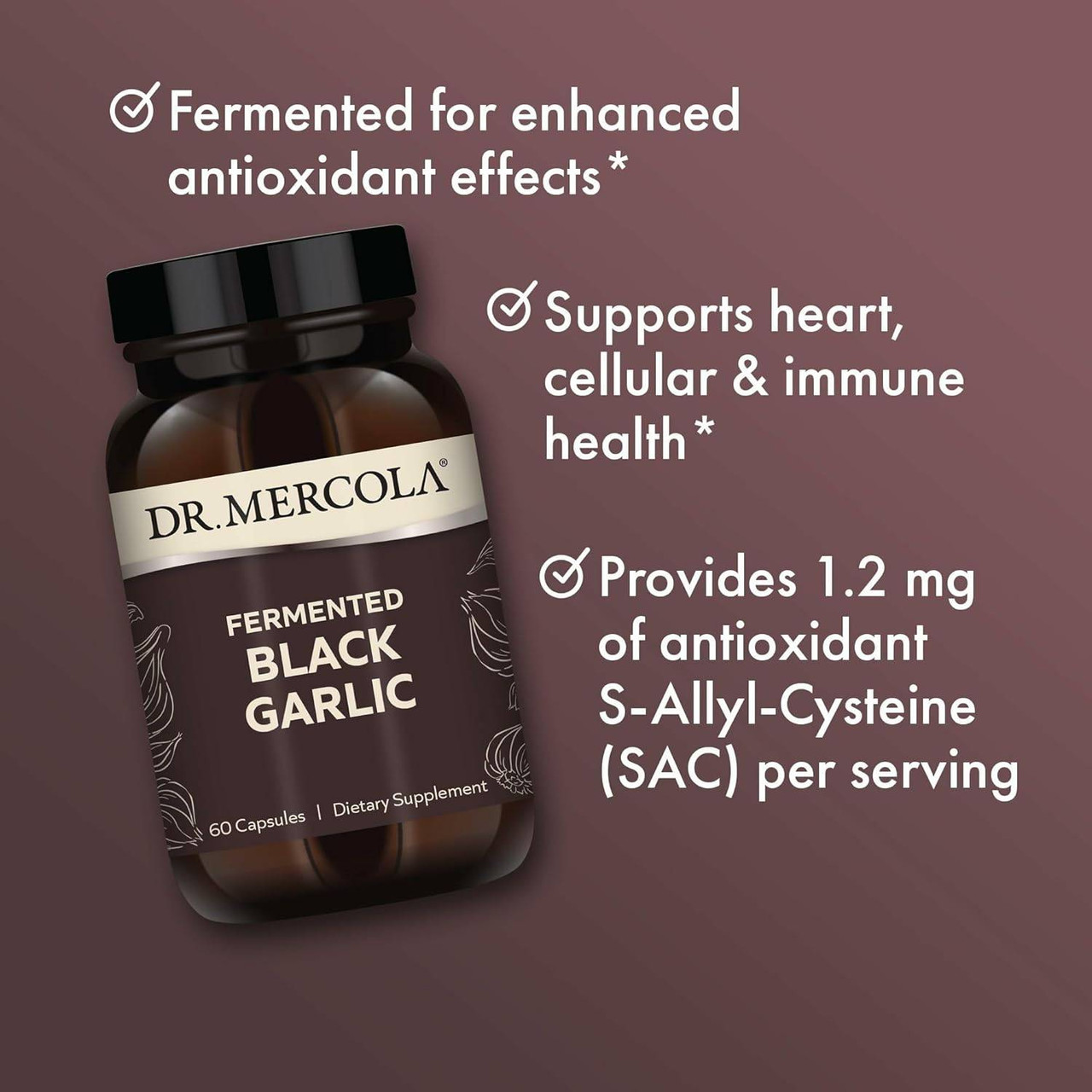 Dr. Mercola Fermented Black Garlic - 60 Capsules