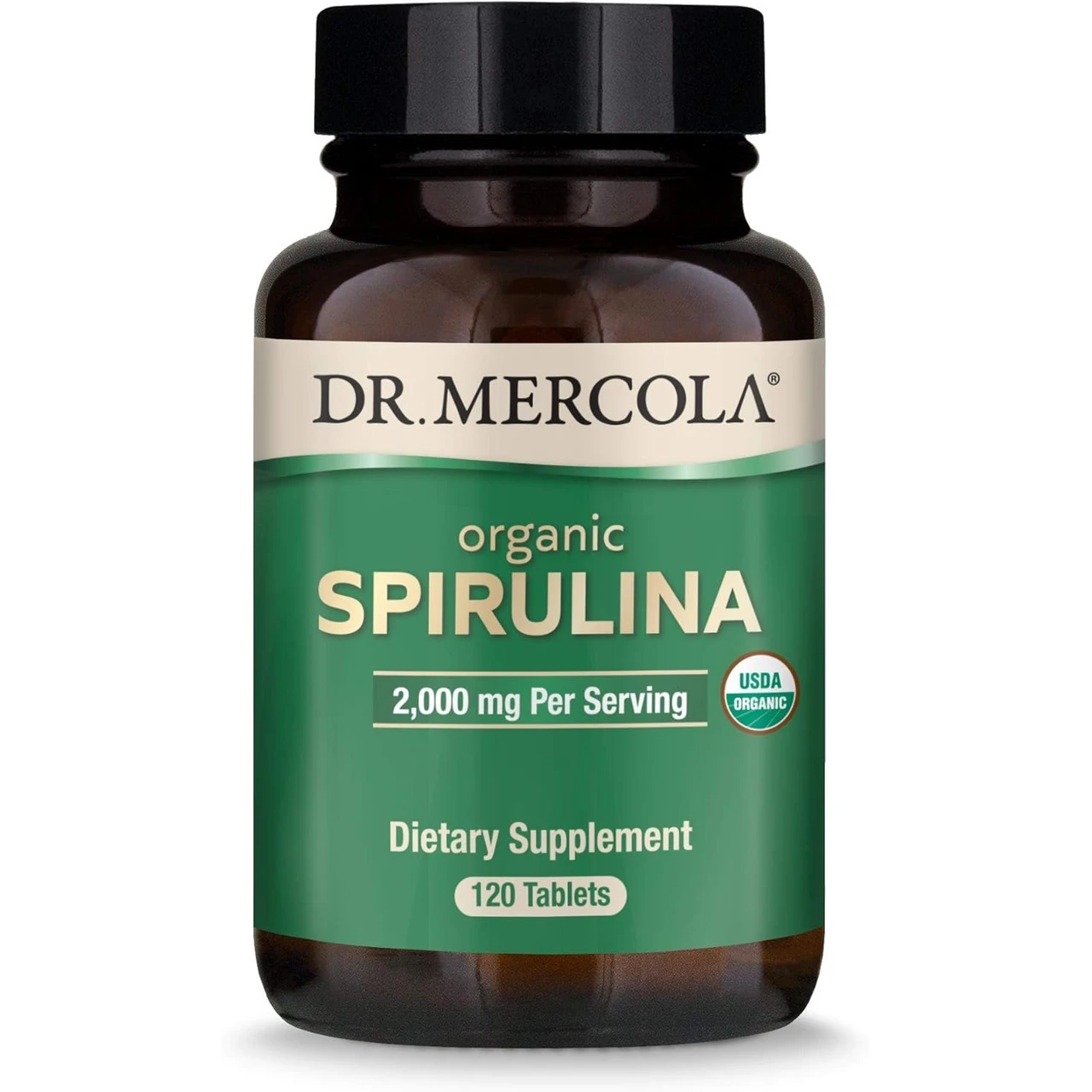 Dr. Mercola Organic Spirulina 2,000 mg 120 tablet bottle
