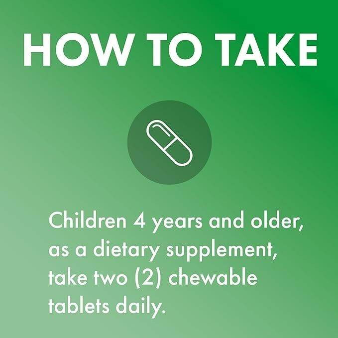 How to take, children 4 years and older take two chewable tablets daily