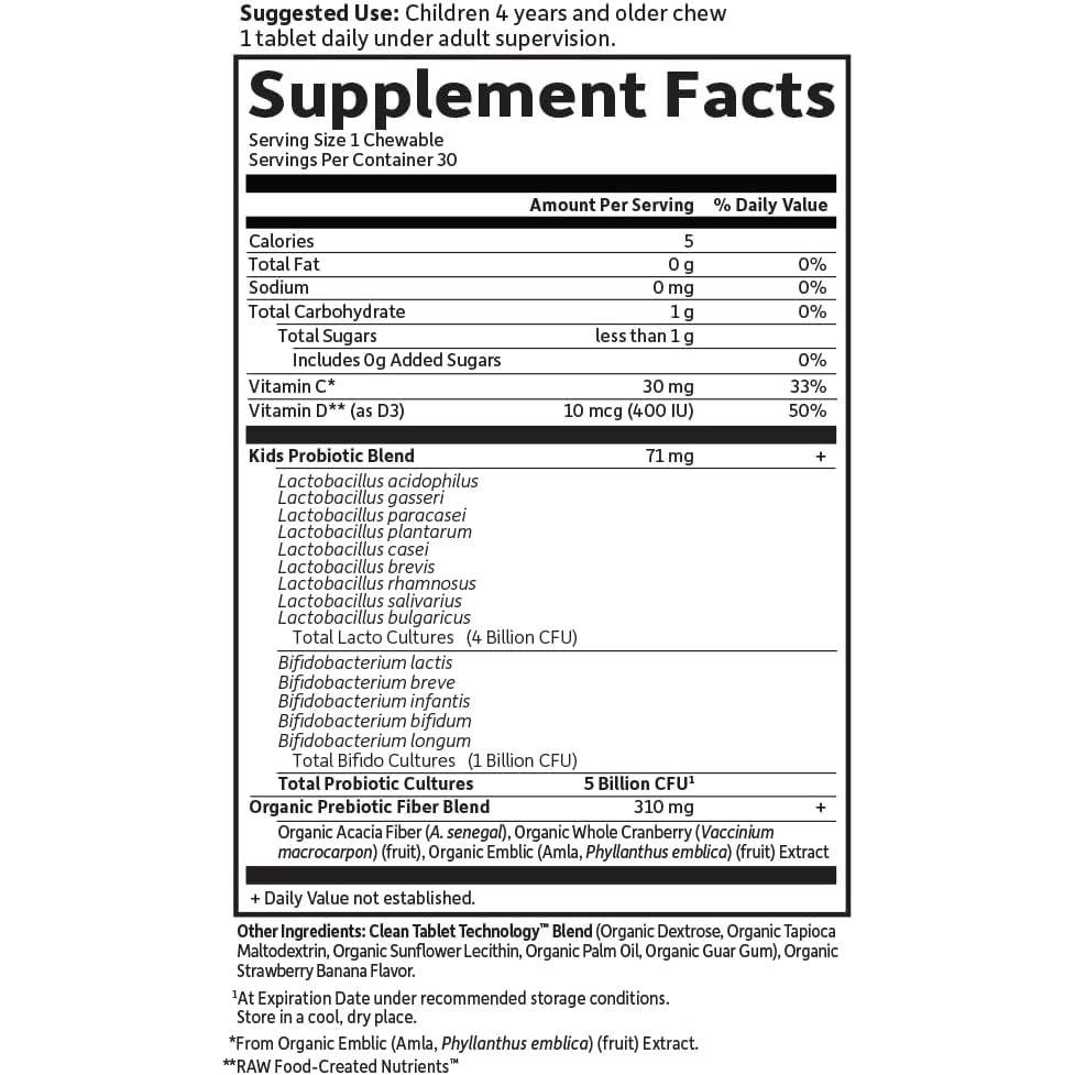 Garden of Life Organic Kids Probiotics Straw SS - 30 Chewables