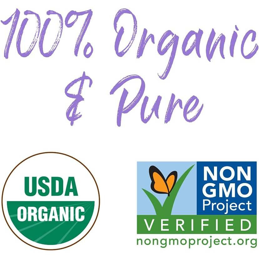 100% organic and pure graphic with USDA Organic and Non-GMO Project logos