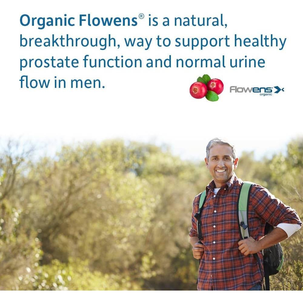 Man hiking outdoors with cranberries, Organic Flowens graphic