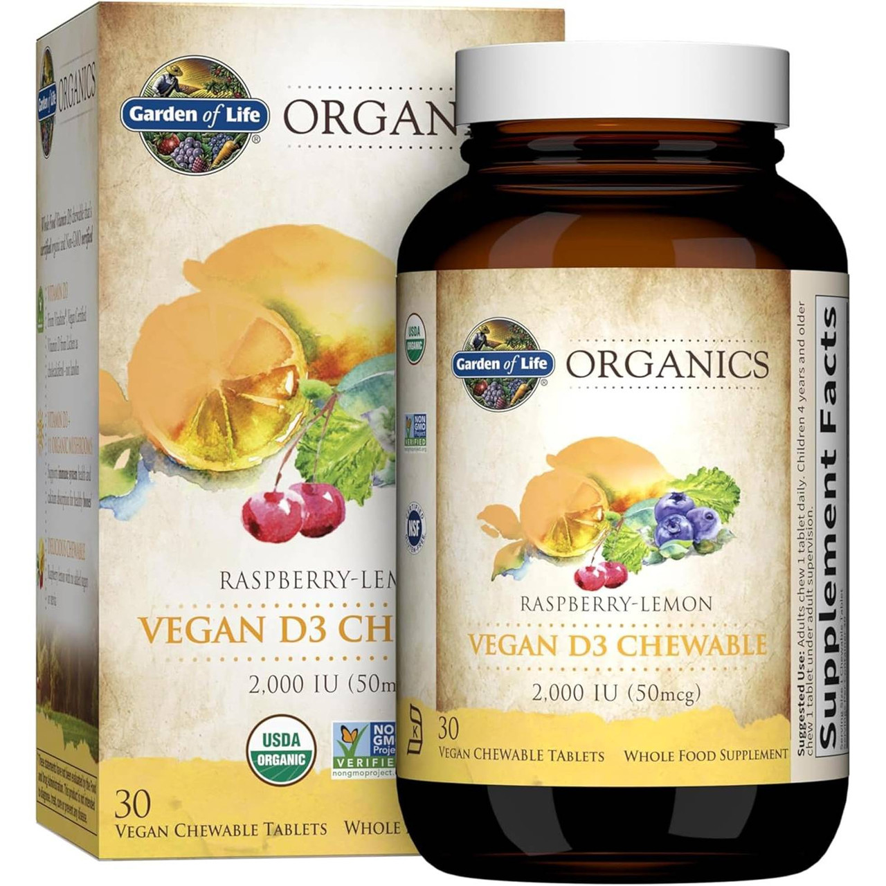 Garden of Life mykind Organics Vegan D3 Raspberry-Lemon - 30 Tablets GRLF18613 19.99