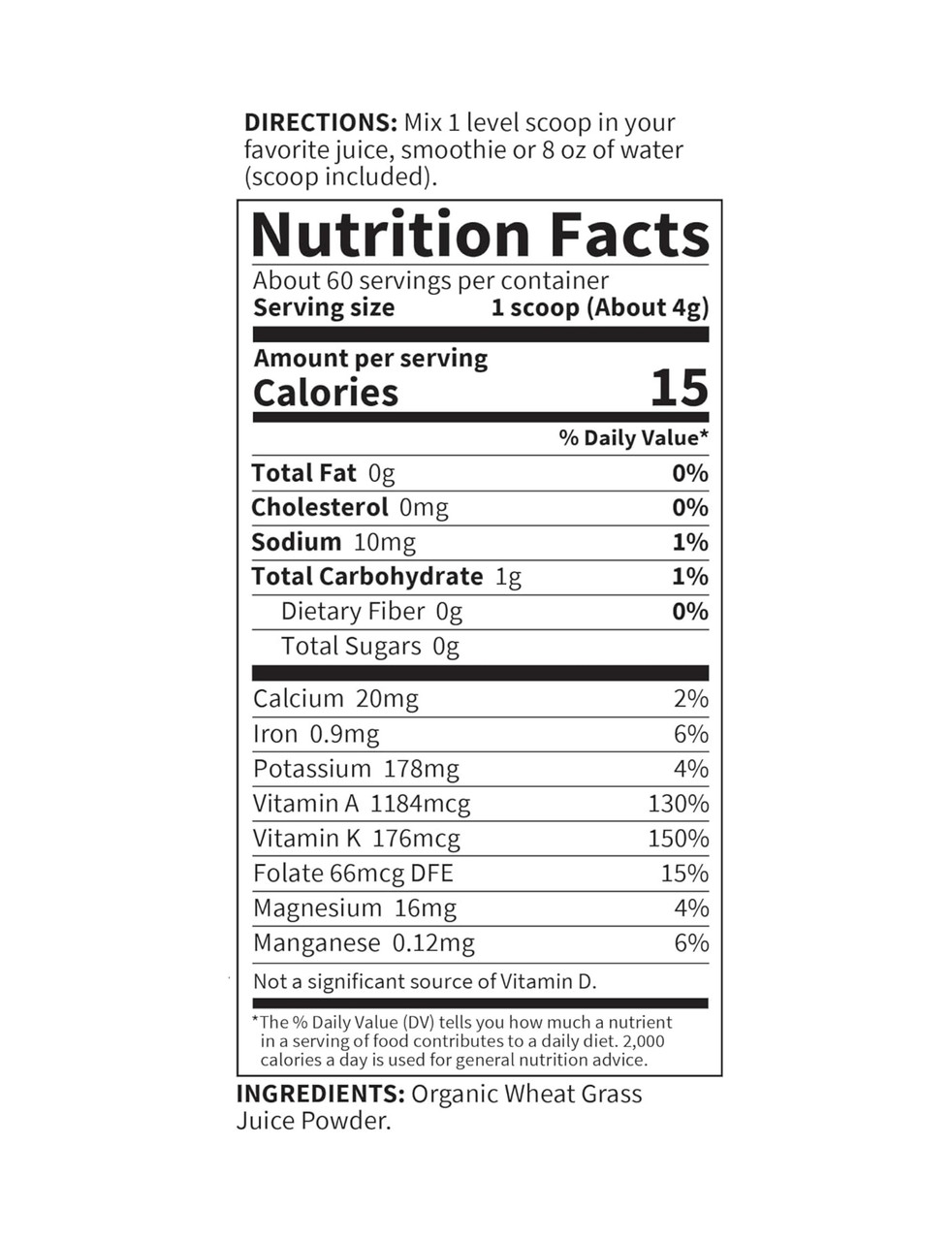 Garden of Life Raw Organic Perfect Food Wheat Grass Juice Unflavored - 240 Grams