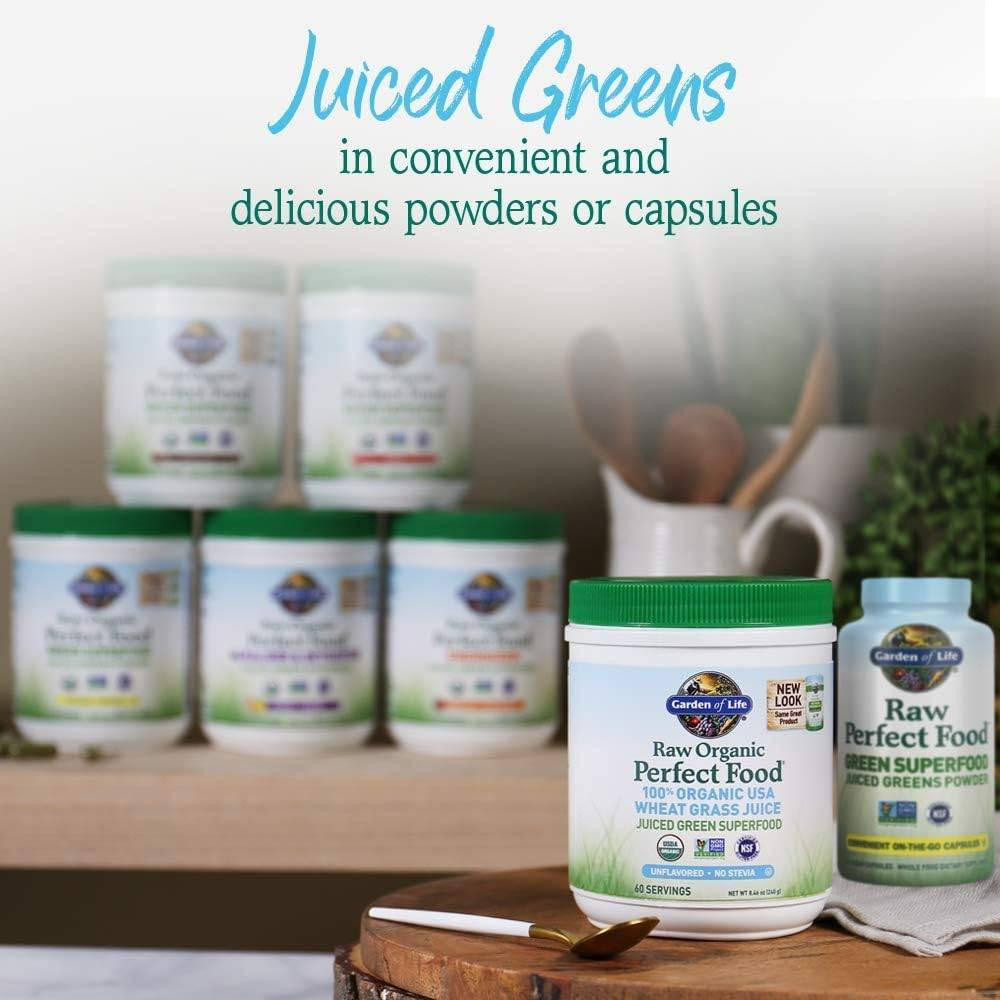 Garden of Life Raw Organic Perfect Food Wheat Grass Juice Unflavored - 240 Grams