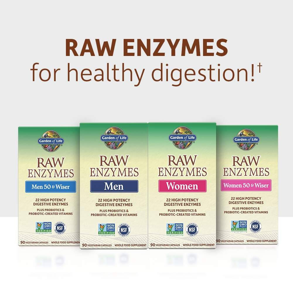 RAW Enzymes Men 50 & Wiser, Men, Women and Women 50 & Wiser boxes
