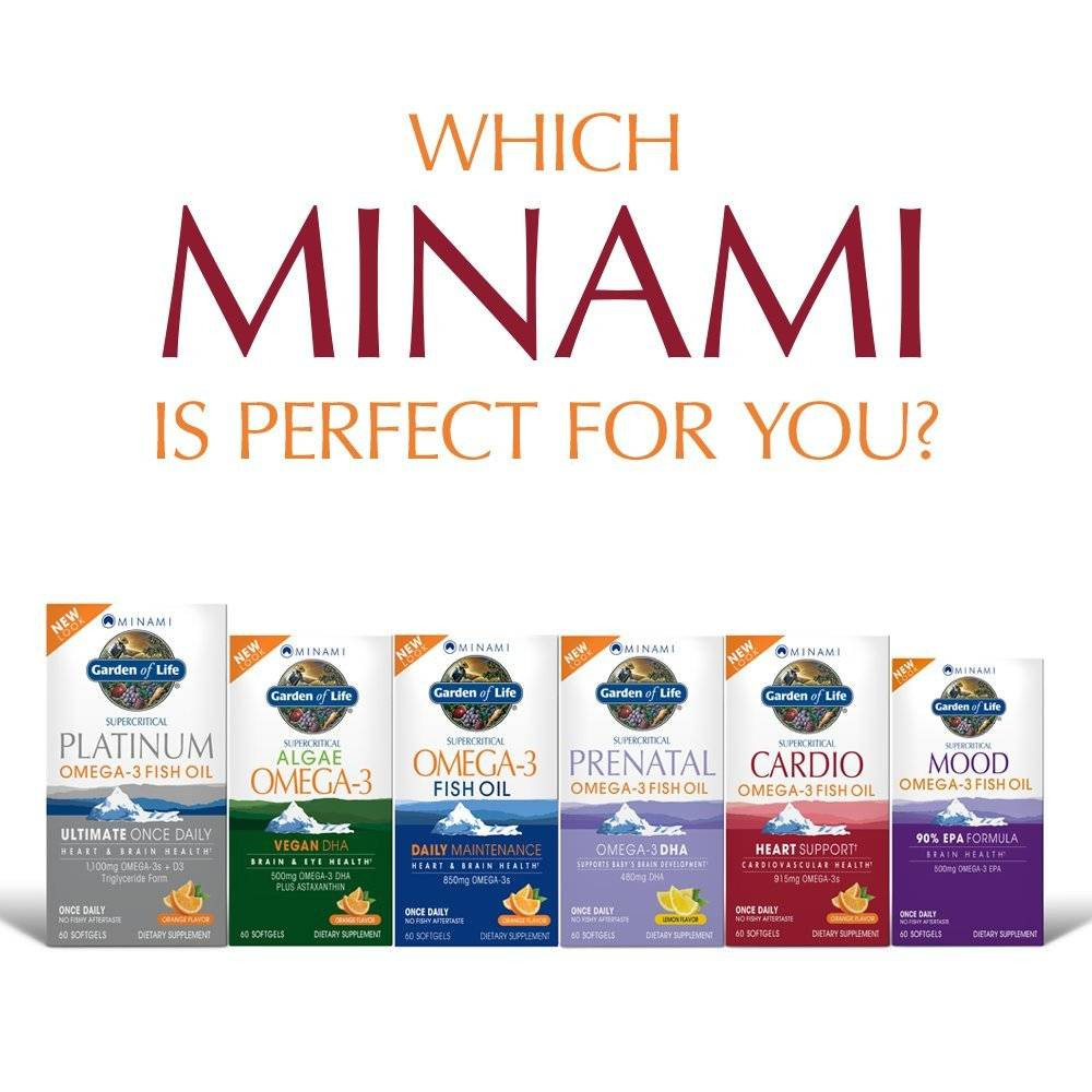 Row of Minami omega-3 boxes, which Minami is perfect for you graphic