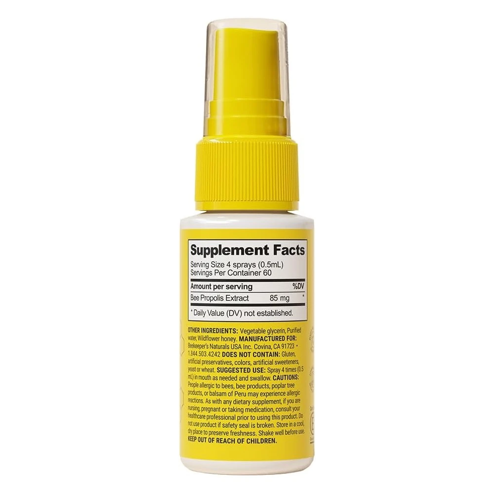 Propolis throat spray back with supplement facts