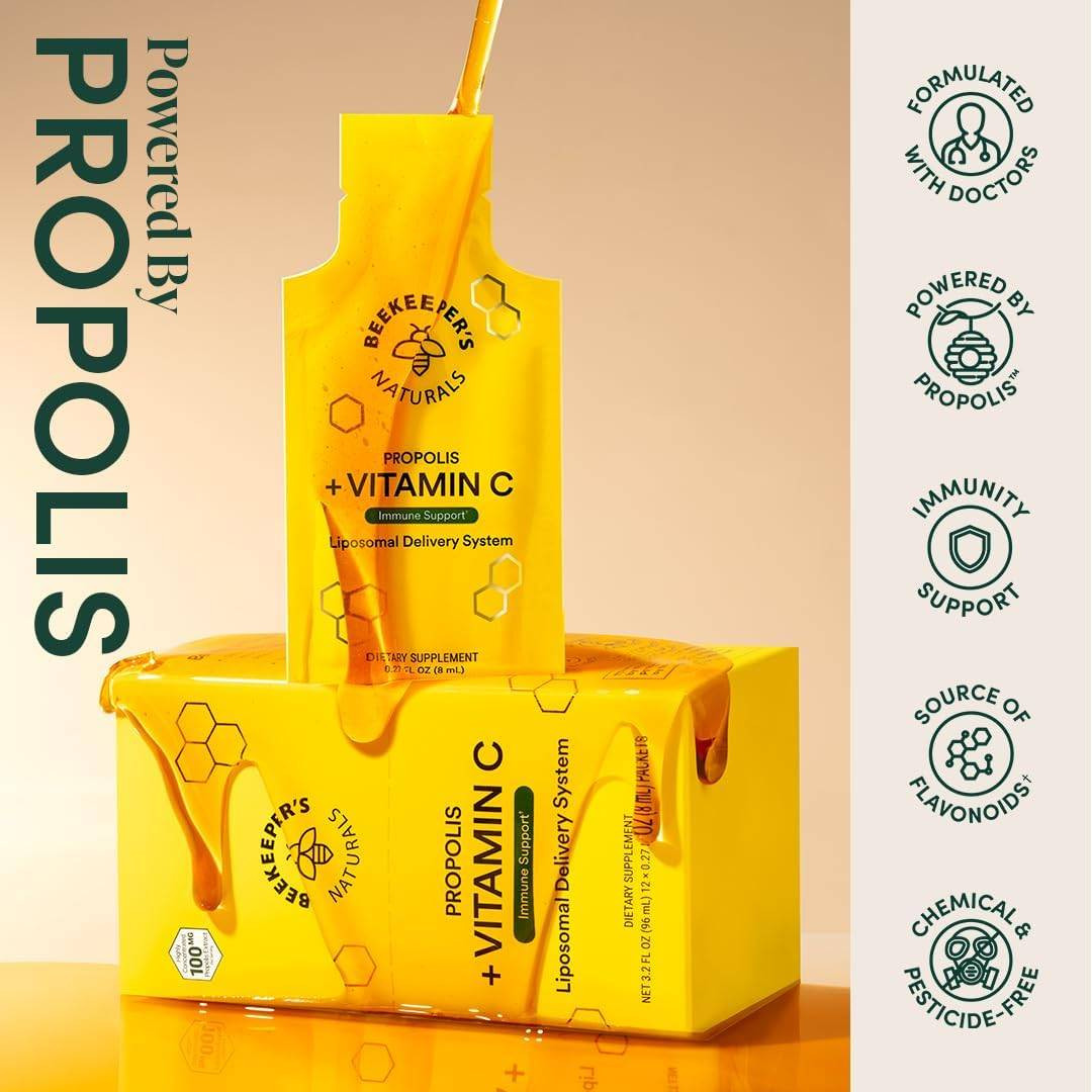 Beekeeper's Naturals Liposomal Propolis + Vitamin C - 12 Packets
