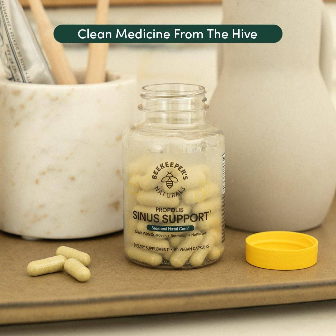 Beekeepers Naturals Propolis Sinus Support - Seasonal Nasal Care - 60 Capsules