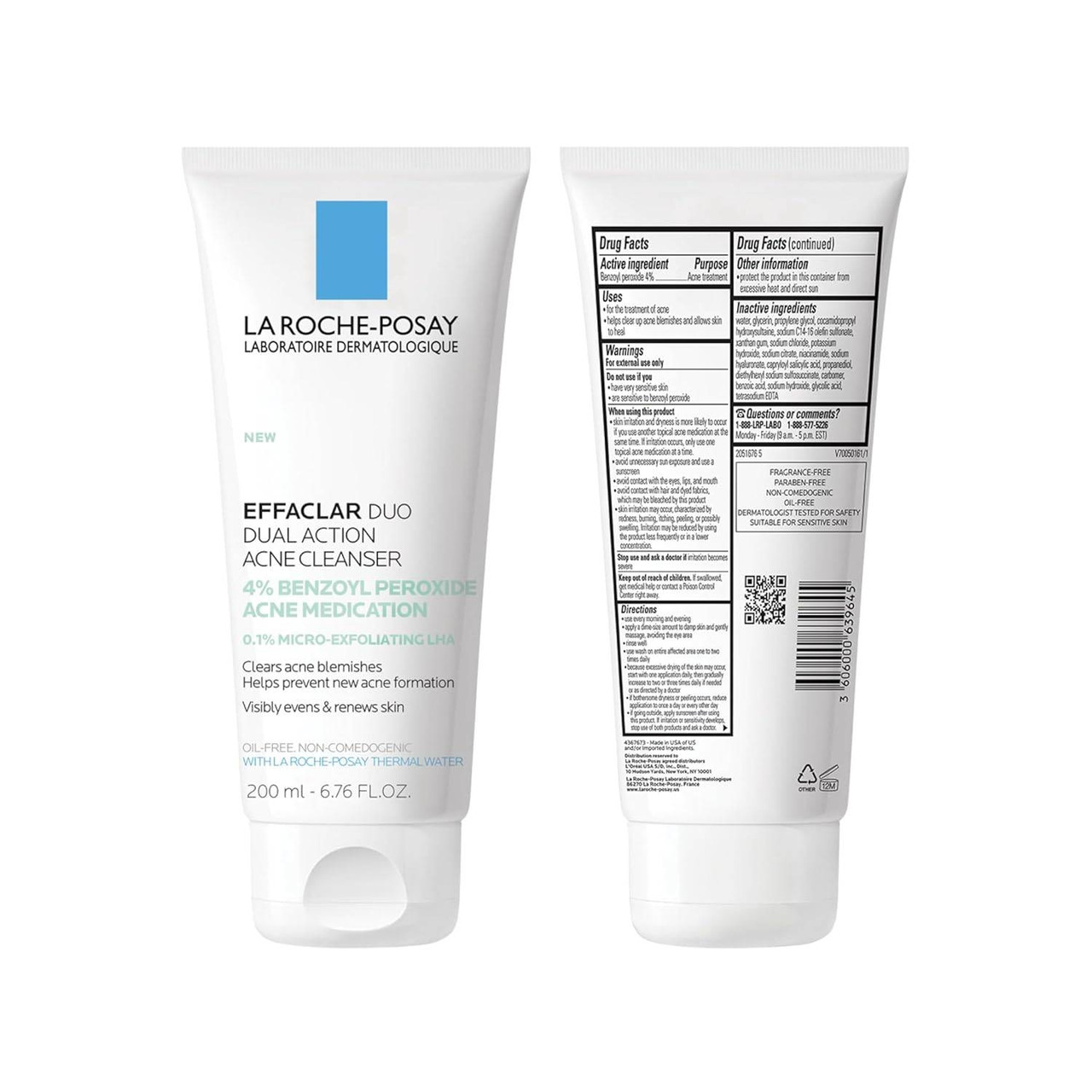 Front and back of the Effaclar Duo cleanser tube