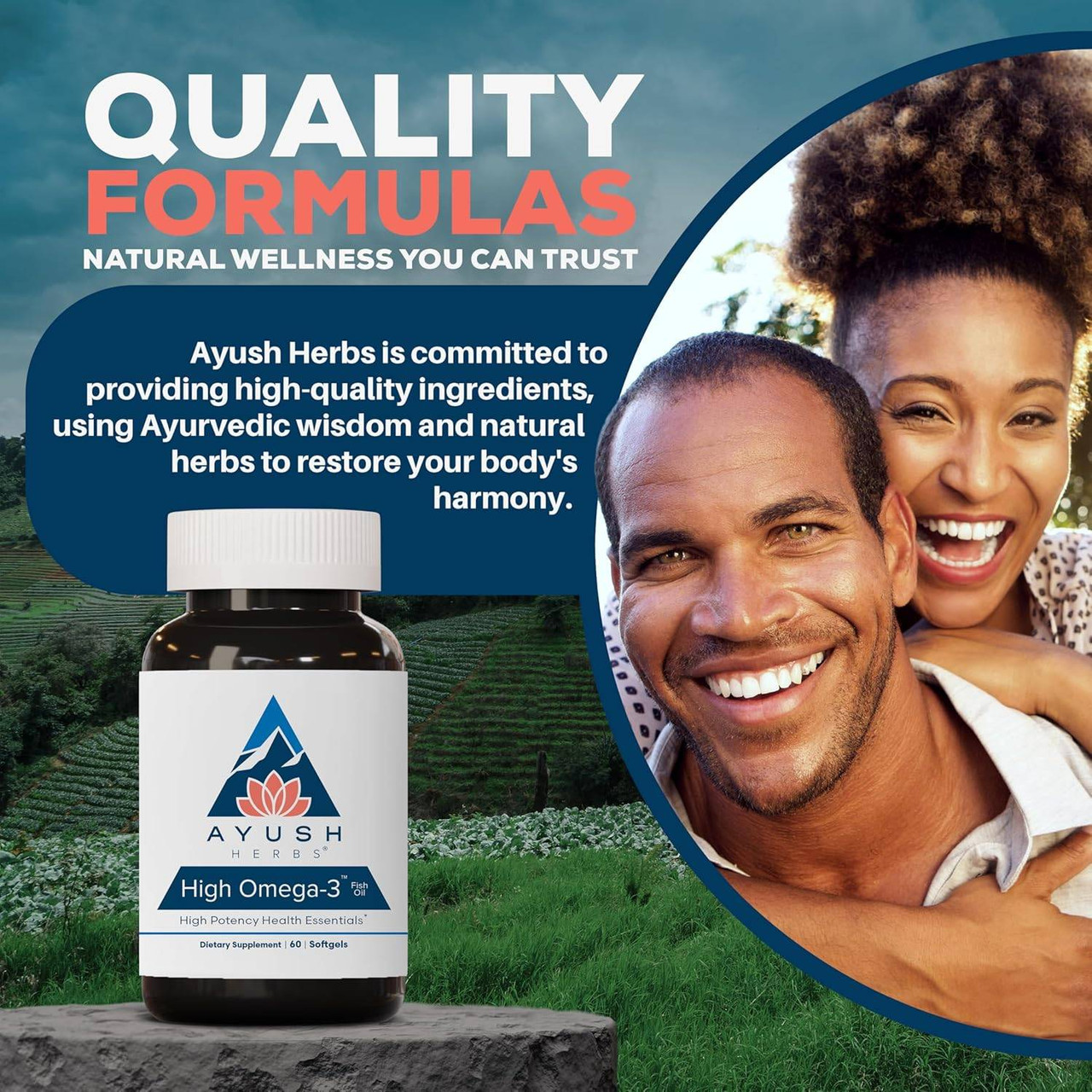 Ayush Herbs High Omega-3 Fish Oil - 60 Softgels