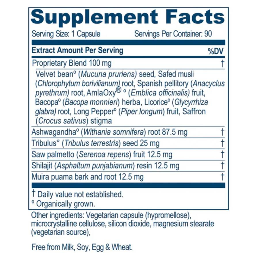 AyuTest supplement facts with velvet bean, safed musli, ashwagandha, tribulus, saw palmetto and shilajit