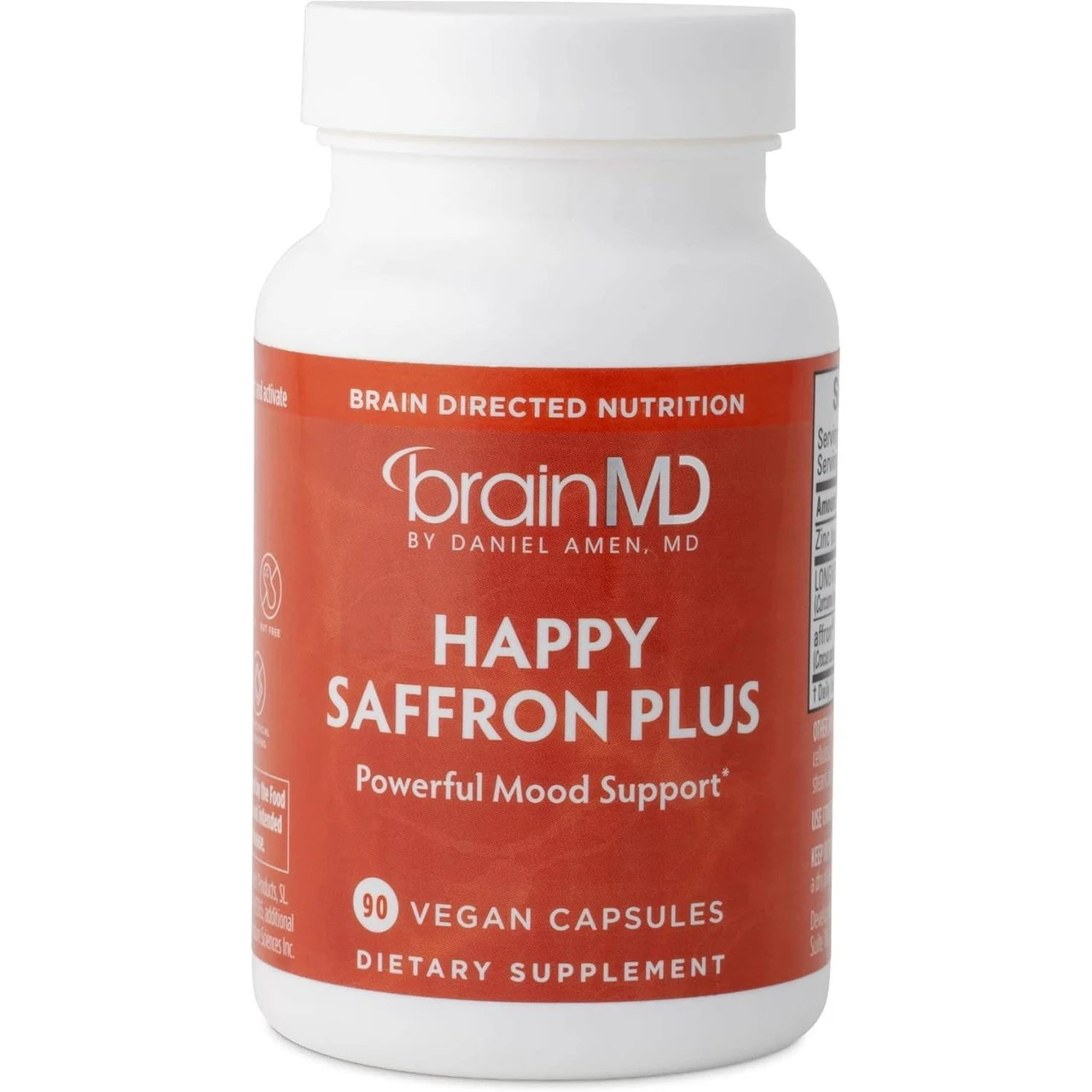 BrainMD Happy Saffron Plus 90 vegan capsules bottle