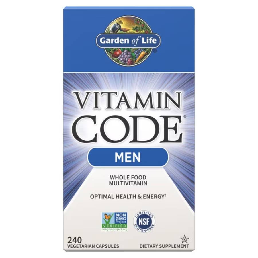 Garden of Life Vitamin Code Men whole food multivitamin 240 vegetarian capsules box