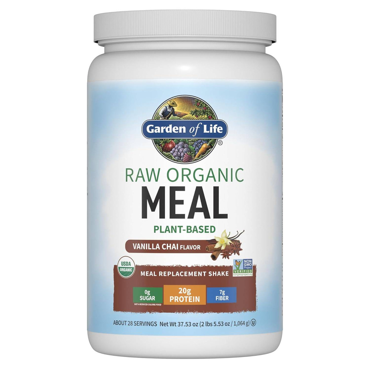Garden of Life RAW Organic Meal Plant-Based Vanilla Chai 532 g tub