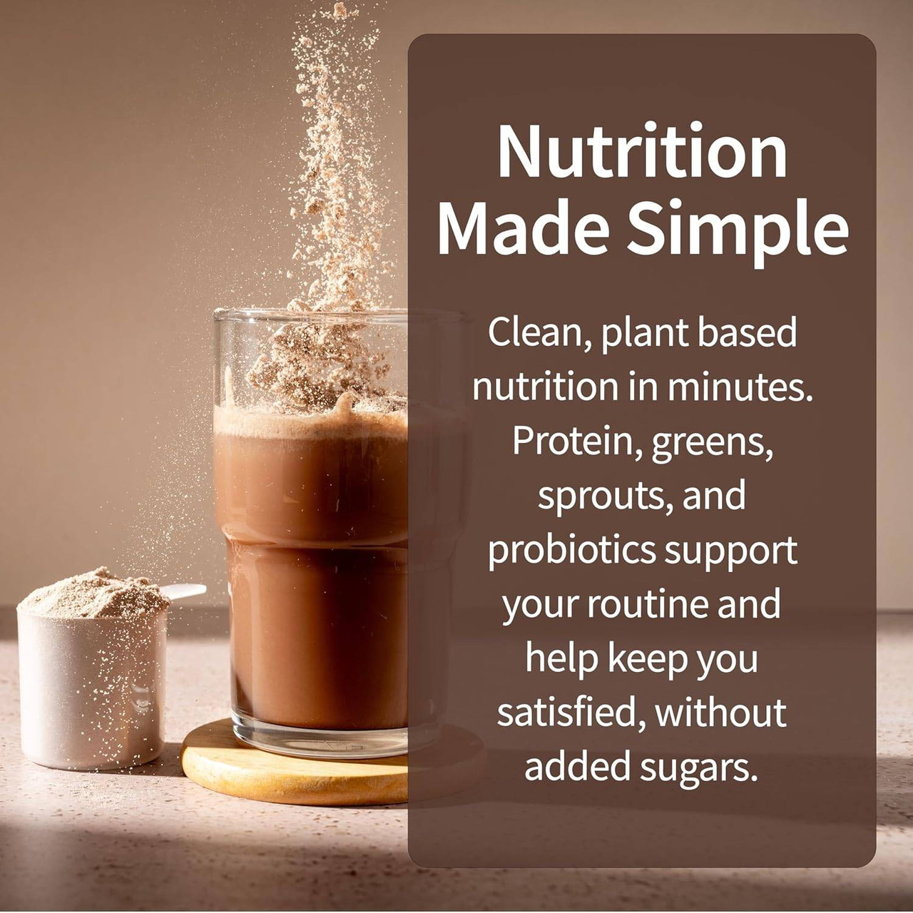 Shake in a glass beside the tub, nutrition made simple graphic